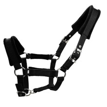 (Black/S) Padded Horse Halter 25mm Wide PP Webbing Metal Buckle Soft Padded Horses Halter