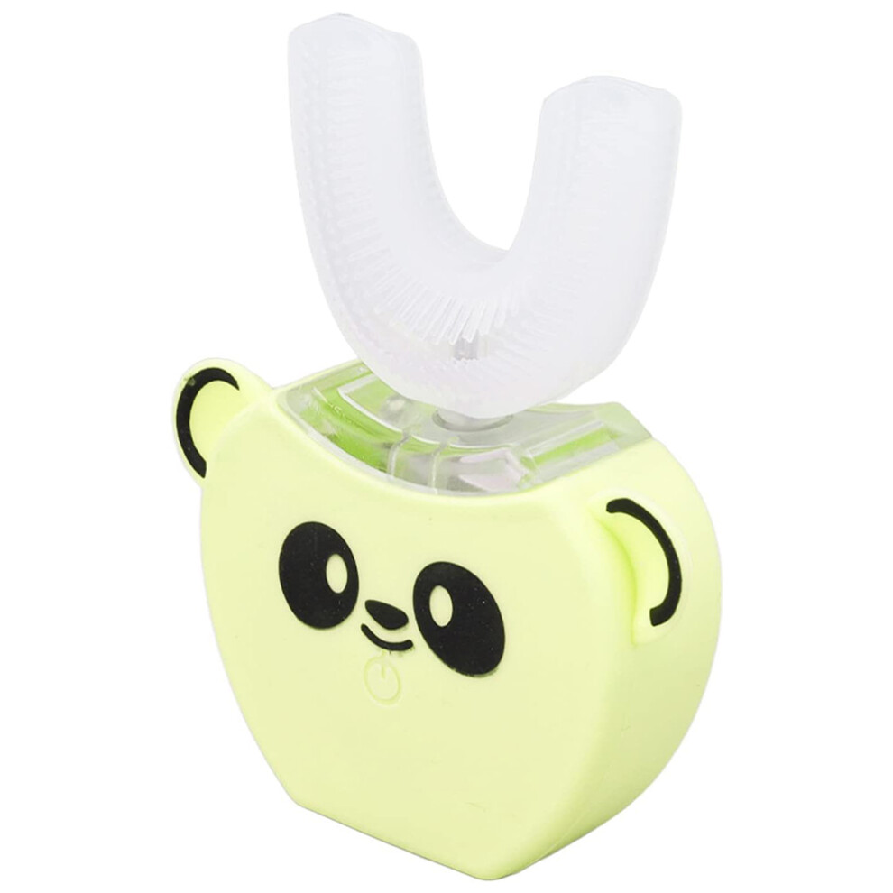 Yellow (Yellow) Cartoon Panda U Shaped Electric Toothbrush For Children Silicone Bristles Rechargeable Toothbrush