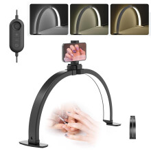 (Black) F-550A Desktop Nail Art Fill Light Manicure Eyelash Extensions Half-Moon Beauty Light,EU Plug