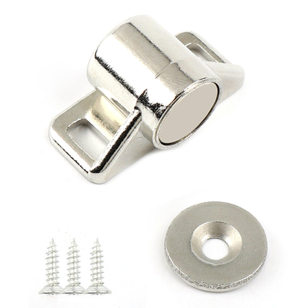 (Silver) Magnetic Cabinet Latch Zinc Alloy Door Catch Furniture Door Stopper for Children Safety