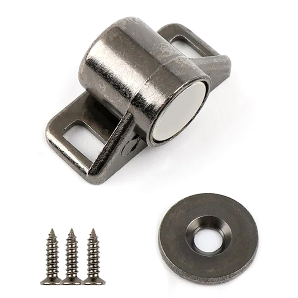 (Black) Magnetic Cabinet Latch Zinc Alloy Door Catch Furniture Door Stopper for Children Safety