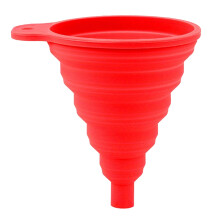 (Red) Silicone Wine Oil Honey Funnel Foldable Kitchen Liquid Pouring Funnel Tool,11x10.5cm (No FDA,BPA-Free)