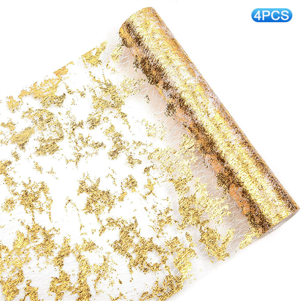 (Gold) 4Pcs 28x45cm Table Runner Gold Foil Design Holiday Party Wedding Decoration Luxury Table Flag-image-OPC-PJS6J2W-NEW