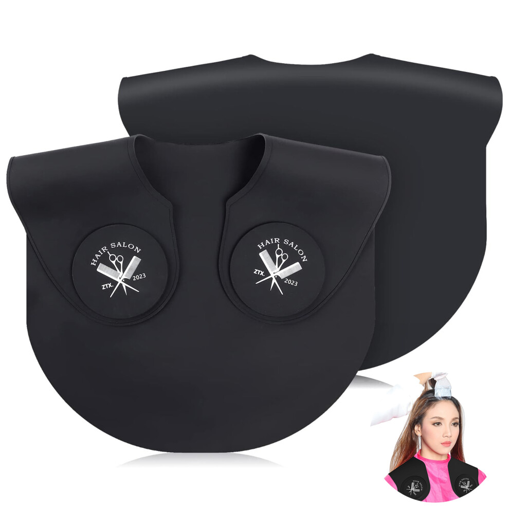 Black (Black) Hair Cutting Guide Collar Silicone Waterproof Hair Dye Cape Soft Salon Haircut Neck Guard
