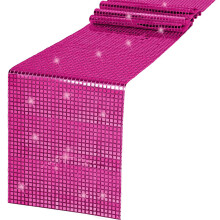 (Rose) 30x180cm Disco Mirror Sequin Plaid Table Runner European Wedding Party New Year Decor Tablet Flag