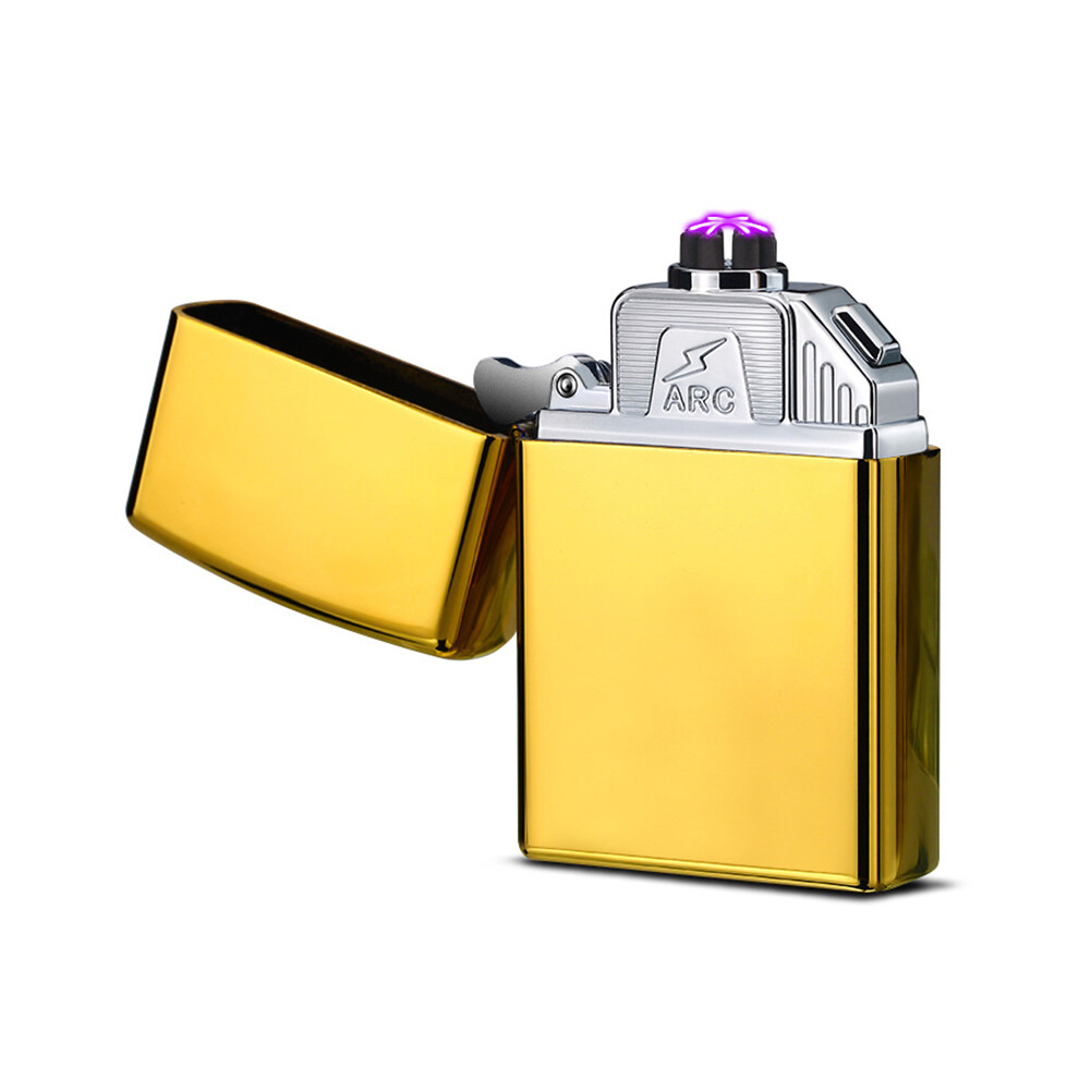 (Gold) Electric Lighter 6 Arc Windproof USB Charging Flameless Igniter Smoking Candle Kitchen Accessories