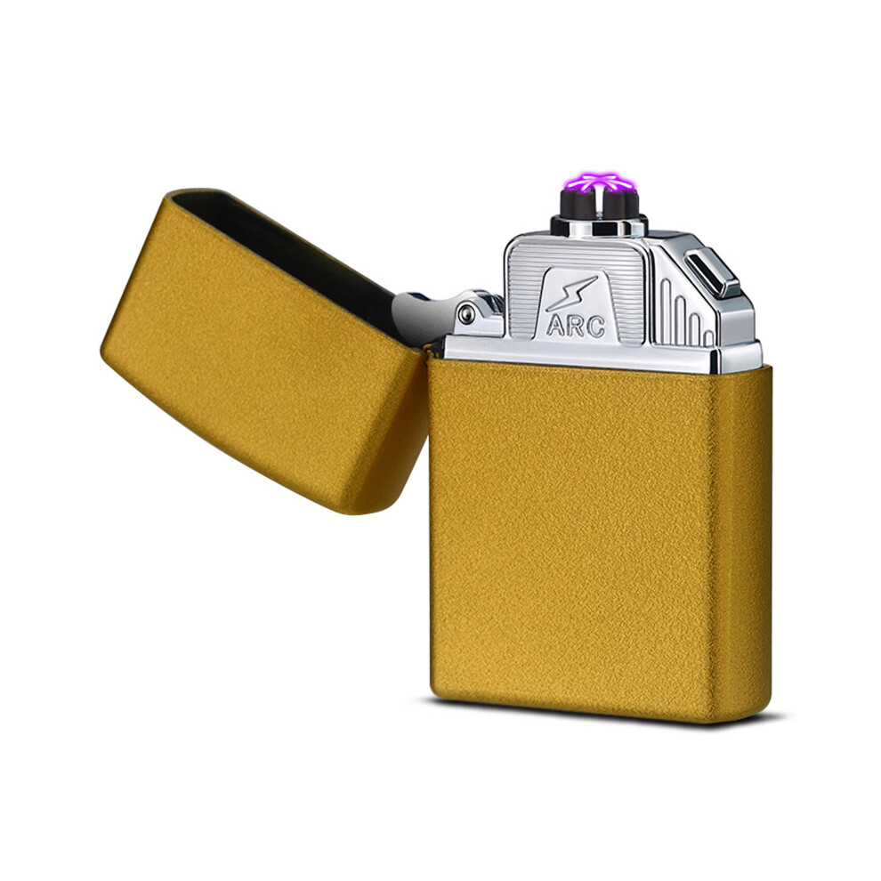 (Matte Gold) Electric Lighter 6 Arc Windproof USB Charging Flameless Igniter Smoking Candle Kitchen Accessories