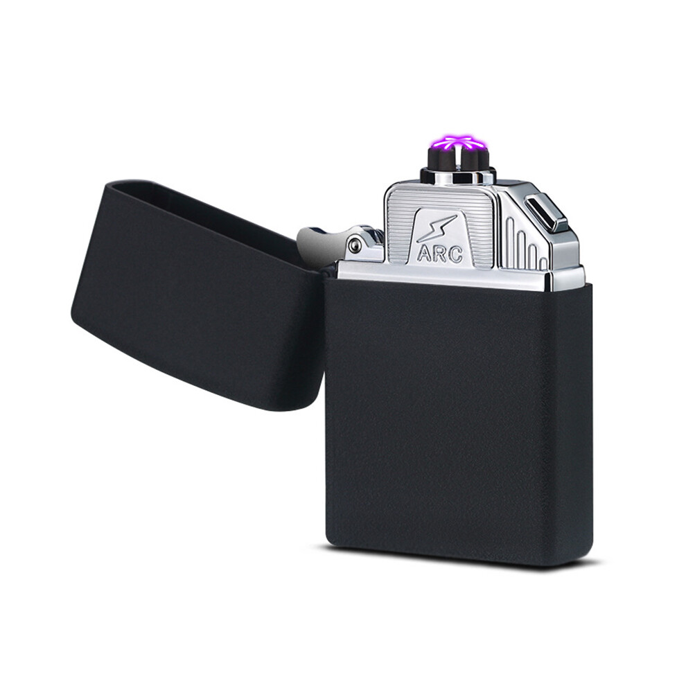 (Matte Black) Electric Lighter 6 Arc Windproof USB Charging Flameless Igniter Smoking Candle Kitchen Accessories