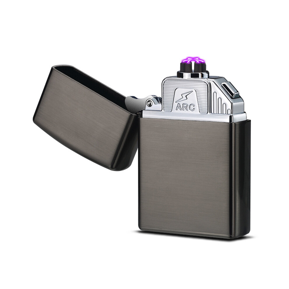 (Black) Electric Lighter 6 Arc Windproof USB Charging Flameless Igniter Smoking Candle Kitchen Accessories
