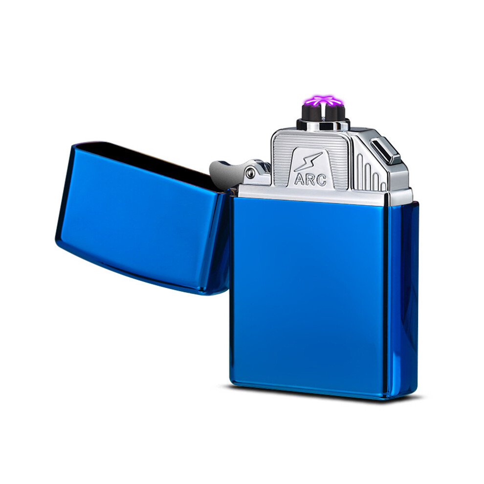(Blue) Electric Lighter 6 Arc Windproof USB Charging Flameless Igniter Smoking Candle Kitchen Accessories