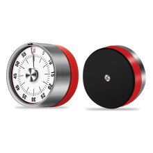 (Red) Stainless Steel Kitchen Timer Mechanical Countdown Clock for Baking/Student Time Management/Reminder