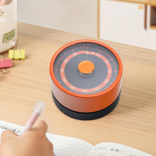 (Orange) Stainless Steel Kitchen Timer Mechanical Countdown Clock with Magnetic Base for Baking/Time Management 1