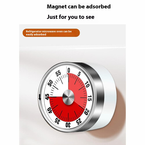 (White) Mechanical Kitchen Timer with Stand/Magnetic Base Visual Countdown for Students/Cooking Loud Alarm 2