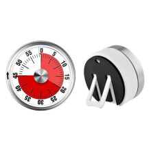 (White) Mechanical Kitchen Timer with Stand/Magnetic Base Visual Countdown for Students/Cooking Loud Alarm