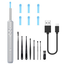 (White) Smart HD WiFi App Connecting Visual Ear Pick Set Metal Integrated Ear Spoon,Upgraded Version