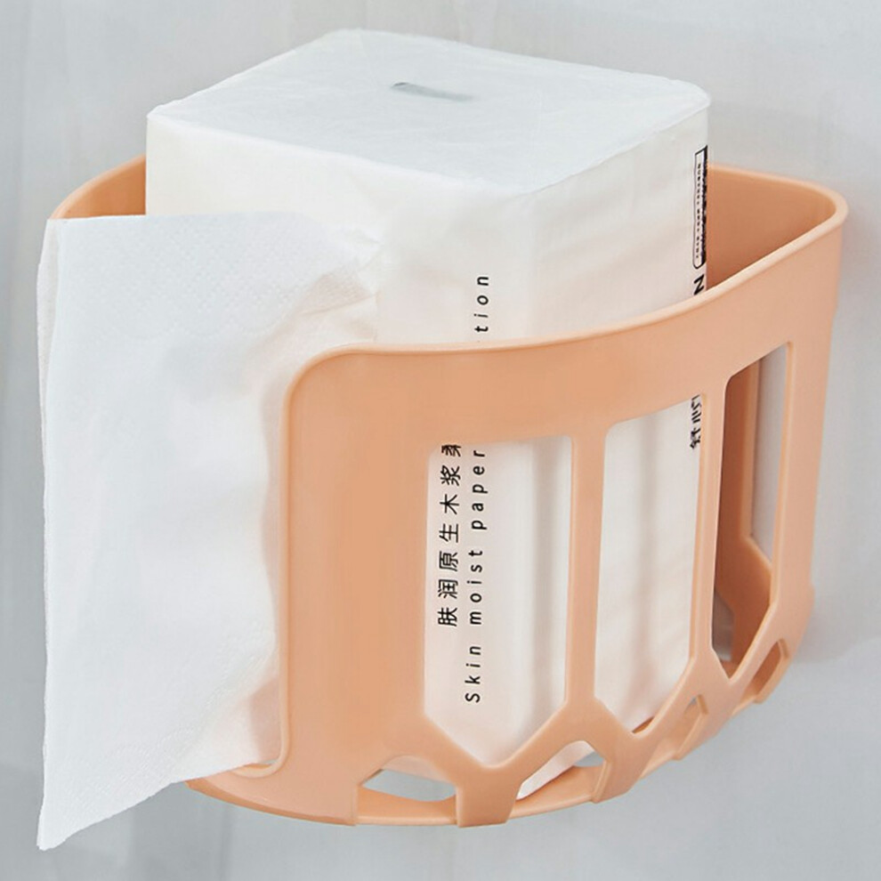 (Pink) No Drill Wall Mounted Plastic Toilet Paper Holder Space Saving Bathroom Tissue Storage Rack-image-OPC-PJS6K6Y-NEW