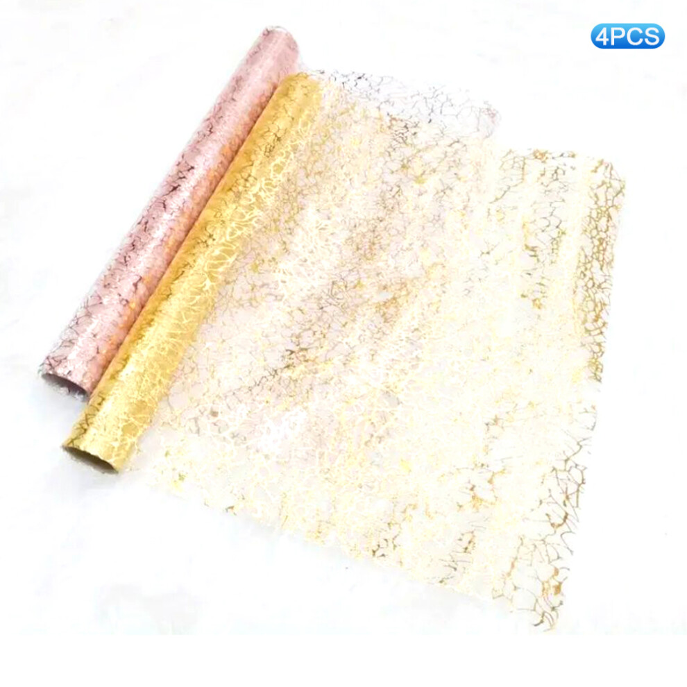 (Organza) 4Pcs 28x45cm Hot Stamping Foil Table Runner Holiday Party Wedding Decor Polyester Mesh Table Flag-image-OPC-PJS6K88-NEW