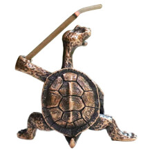 (Red) Creative Incense Holder Turtle Shaped Alloy Incense Burner Stand Ornament for Home Office Meditation