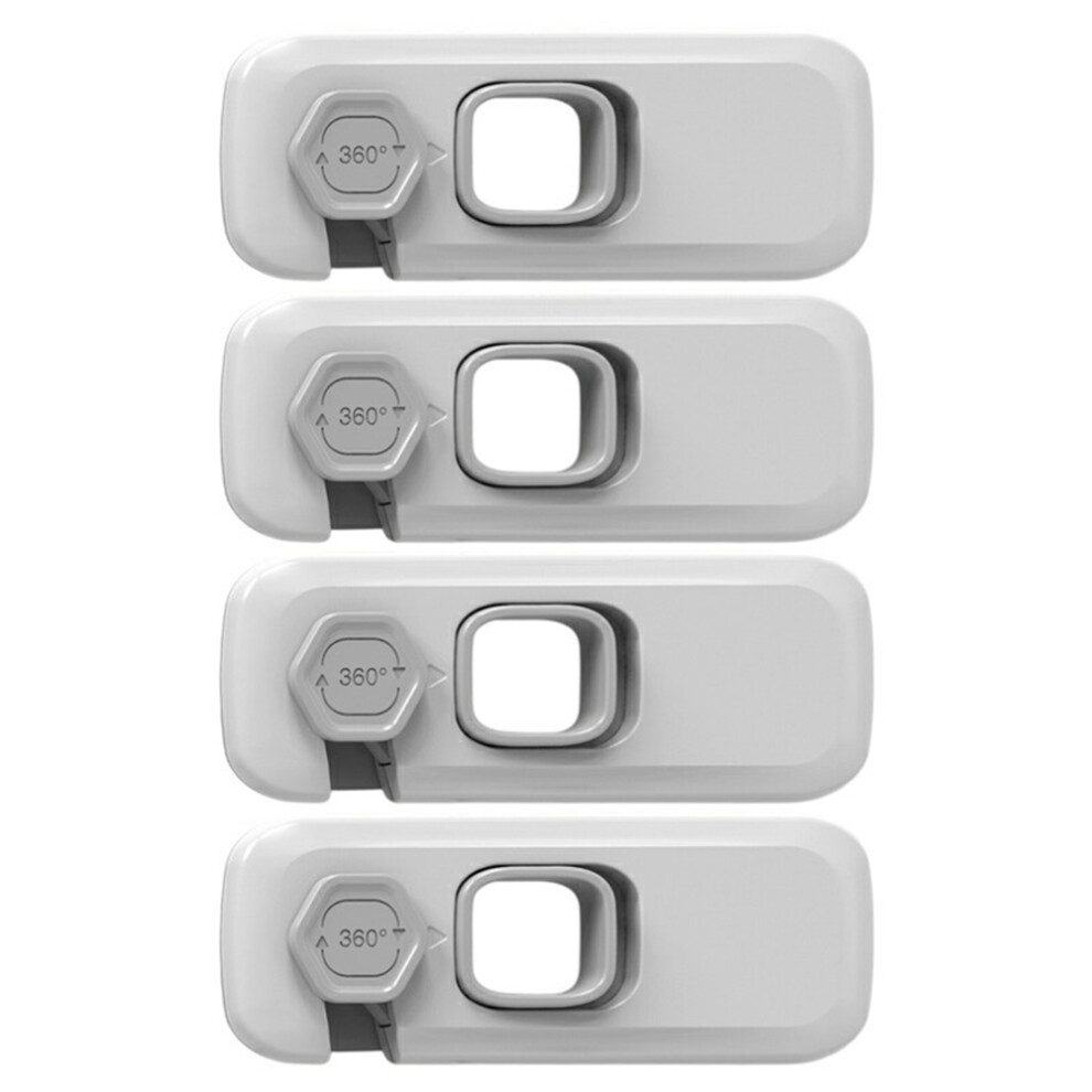 (Grey) 4Pcs Child Safety Locks Cabinet Drawer Refrigerator Anti-Pinch Baby Proofing Furniture Locks Grey