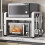 (Matte White) 39-64cm Retractable Microwave Oven Top Rack Carbon Steel Kitchen Multi-Function Storage Shelf with 6 Hooks 1