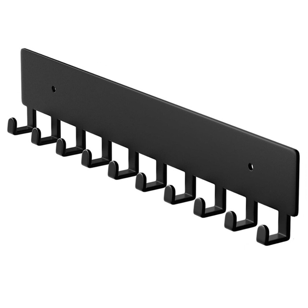 (Black) Key Hook Rack with 10 Hooks Wall Mounted Key Holder Organizer Storage for Entryway/Kitchen/Office Use