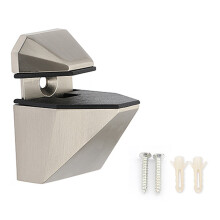 (Brushed) K166 Adjustable Glass Shelf Clamp Zinc Alloy Wood Panel Bracket Support Arc-Mouth Clip (Clamping Thickness: 3 - 22mm)