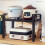 (Matte White) 39-64cm Retractable Microwave Oven Top Rack Carbon Steel Kitchen Multi-Function Storage Shelf with 6 Hooks 2