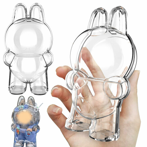 (Style 1) Dustproof Case for LABUBU Doll Clear Plastic Protective Cover Backpack Pendant Hanging Box 1