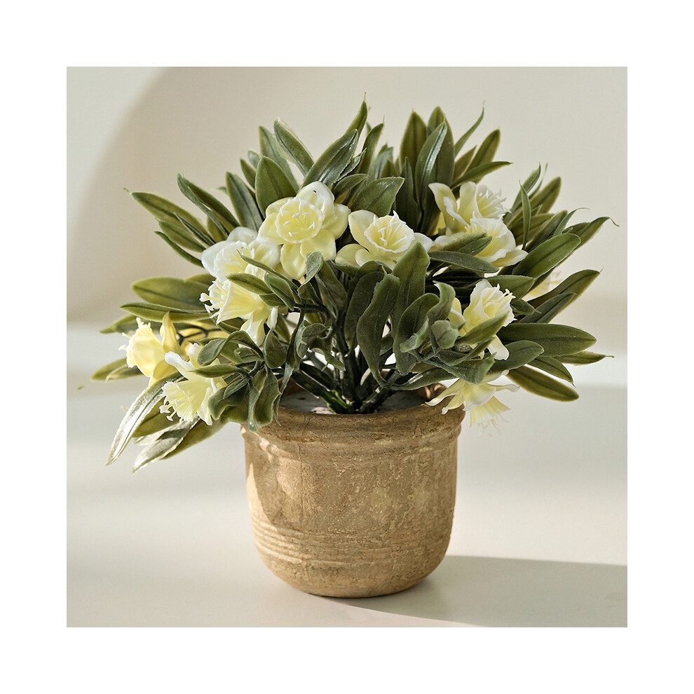 (White Flowers) Artificial Flower Arrangement Indoor Decorative Plant Realistic Bonsai Potted Ornament for Entrance Shoe Cabinet Living Room-image-OPC-PJS6M7F-NEW