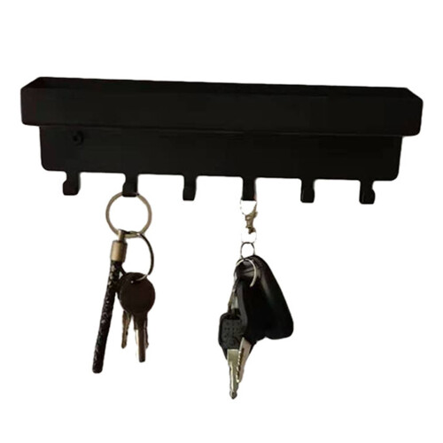 (Black) Iron Wall Mounted Key Holder Mail Organizer Hanger Hook Storage Rack for Home Entryway 1