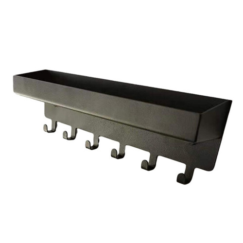 (Black) Iron Wall Mounted Key Holder Mail Organizer Hanger Hook Storage Rack for Home Entryway 2