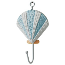 (Blue Shell) Mediterranean Style Wall Hooks Iron Coat Rack Door Hanger Ocean Theme Home Decor Storage Holder