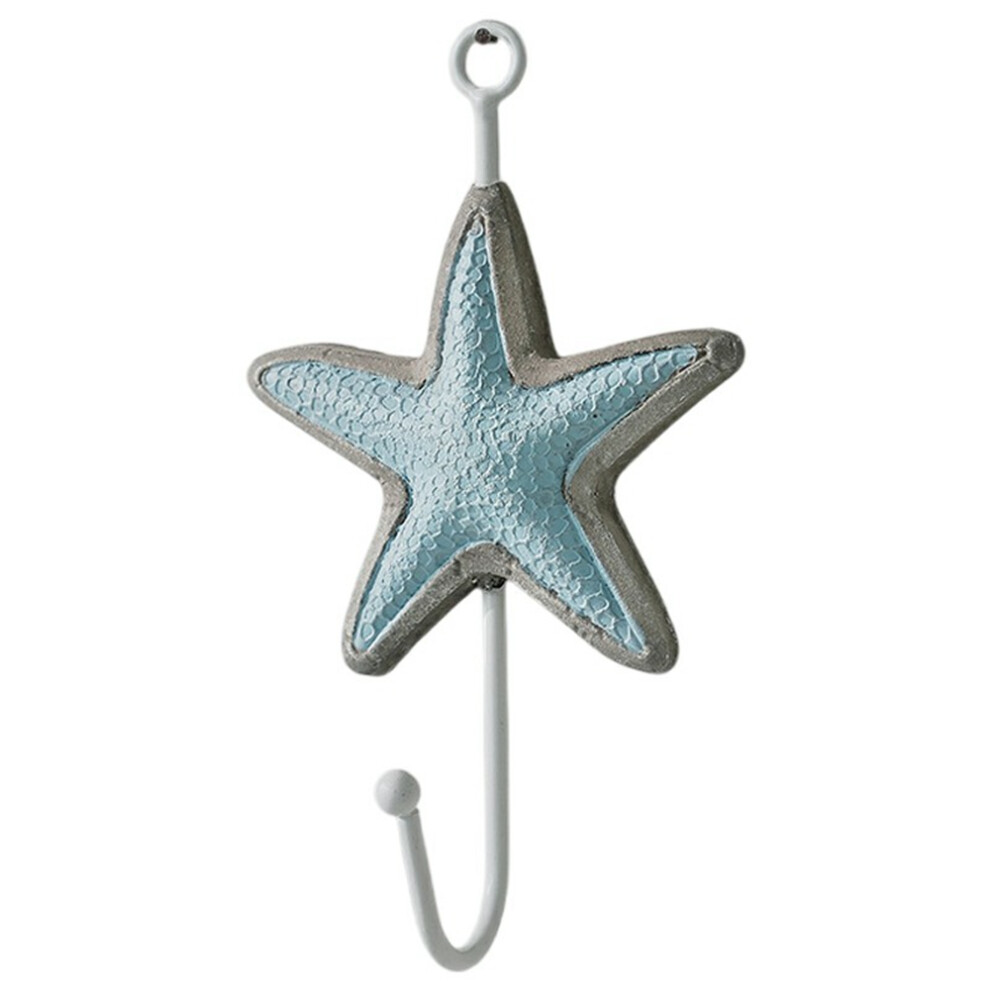 (Baby Blue Starfish) Mediterranean Style Wall Hooks Iron Coat Rack Door Hanger Ocean Theme Home Decor Storage Holder-image-OPC-PJS6MDZ-NEW