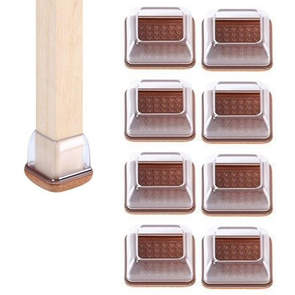 (Transparent) 8Pcs Chair Leg Covers For Large Rectangular Furniture Feet Pads Noise Reducing Anti-Slip Floor Mat For Home 6914276571468