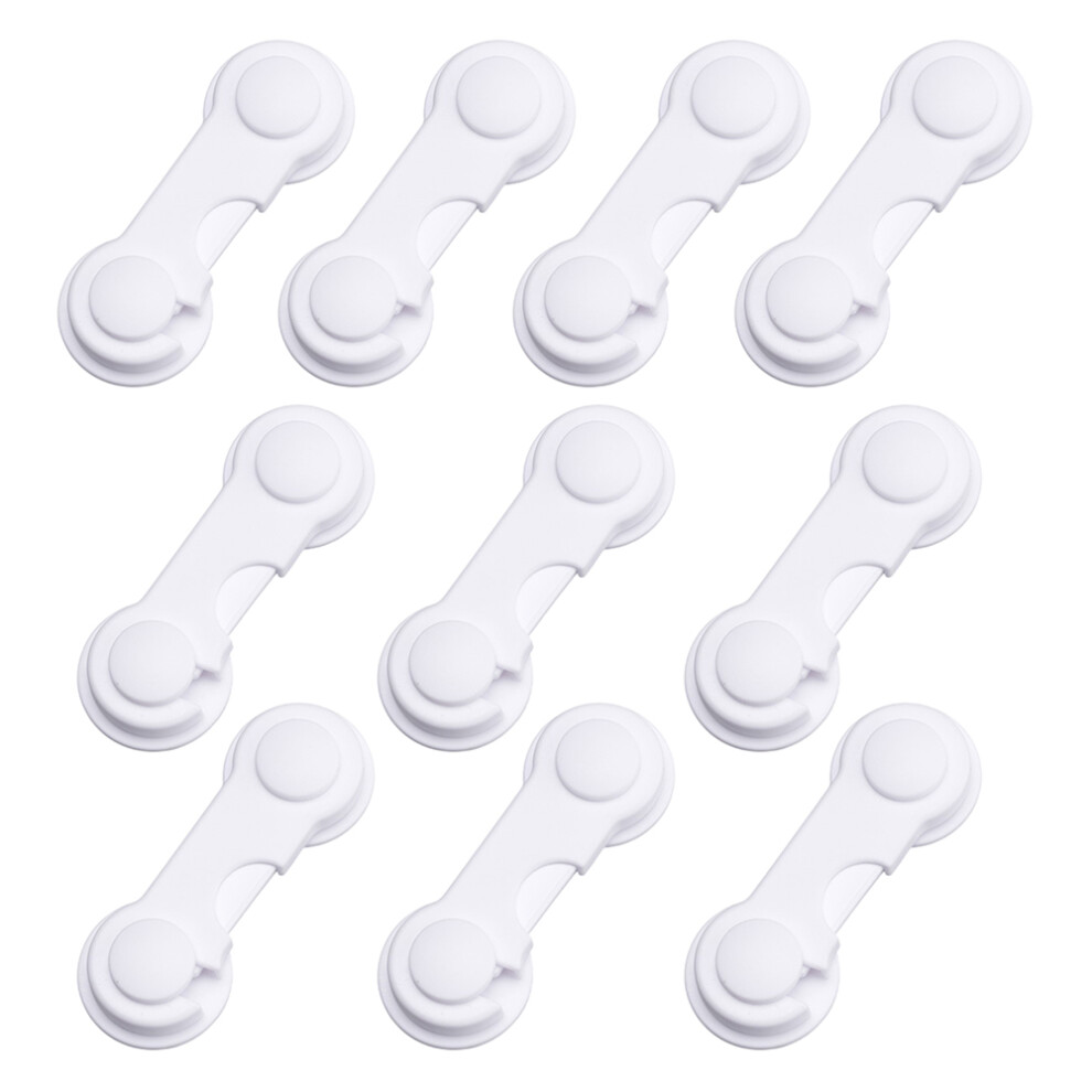 (White) 10Pcs Baby Child Safety Drawer Lock Refrigerator Cabinet Anti Pinch Abs Protective Latch White