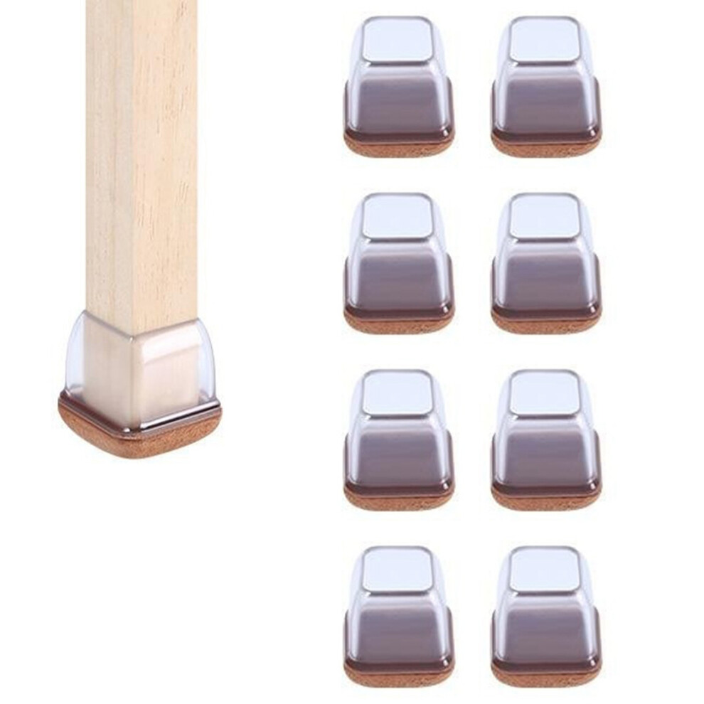 (Transparent) 8Pcs Square Chair Leg Covers For 14-19Mm Furniture Feet Protectors Noise Reducing Anti-Slip Wear-Resistant 6914276708703