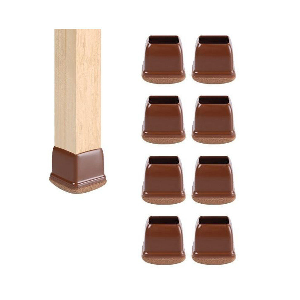 (Brown) 8Pcs Square Chair Leg Covers For 14-19Mm Furniture Feet Protectors Noise Reducing Anti-Slip Wear-Resistant 6914271924474