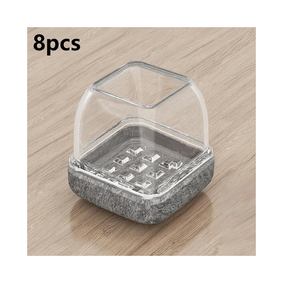 (Grey) 8Pcs Square Chair Leg Covers For 14-19Mm Furniture Feet Protectors Noise Reducing Anti-Slip Wear-Resistant 6914277638115