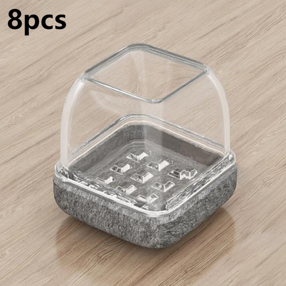 (Grey) 8Pcs Square Chair Leg Covers For 28-35Mm Furniture Feet Protectors Noise Reducing Anti-Slip Wear-Resistant 6914274302095