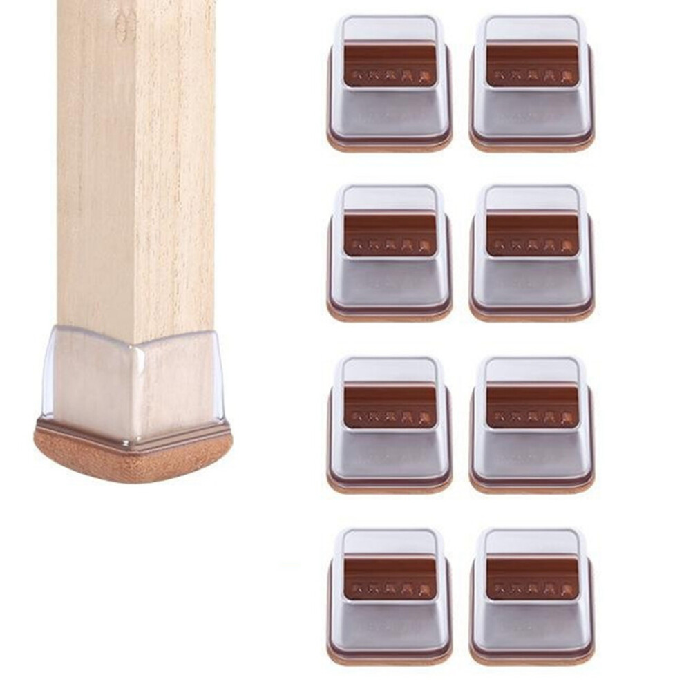 (Transparent) 8Pcs Square Chair Leg Covers For 28-35Mm Furniture Feet Protectors Noise Reducing Anti-Slip Wear-Resistant 6914277937126