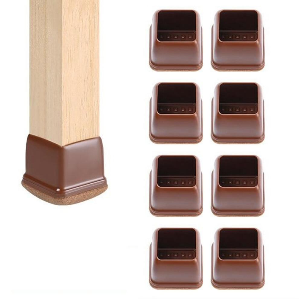 (Brown) 8Pcs Square Chair Leg Covers For 28-35Mm Furniture Feet Protectors Noise Reducing Anti-Slip Wear-Resistant 6914279132147