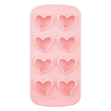 (Heart/Pink) Diamond/Heart/Star/Round Shape DIY Ice Maker Silicone Ice Cube Tray 8 Cavity Mold (BPA Free,FDA Certified)