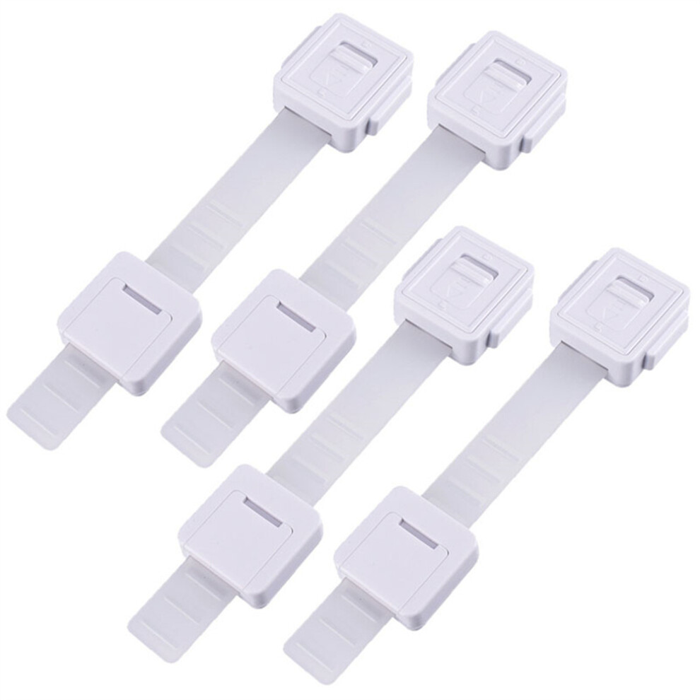 (White) 4Pcs Child Safety Adjustable Drawer Latches Cabinet Locks Furniture Childproofing Lock White