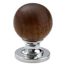 (Chrome Color) 8187 25mm Diameter Walnut Wood Brass Cabinet Door Handle Round Ball Drawer Wardrobe Pull Knob