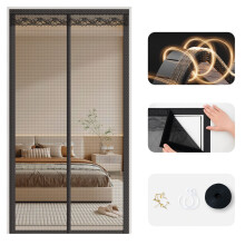 (Black) 90 x 210cm Anti Mosquito Door Curtain Magnetic Automatic Closing Breathable Mesh Door Screen
