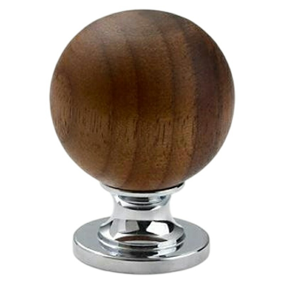 (Chrome Color) 8187 30Mm Diameter Walnut Wood Brass Cabinet Door Handle Round Ball Drawer Wardrobe Pull Knob 6914276685219