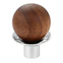 (Silver) 8189 30mm Diameter Walnut Wood Knobs Cabinet Door Drawer Pulls Brass Round Ball Handles French Luxury Style for Wardrobe/Dresser