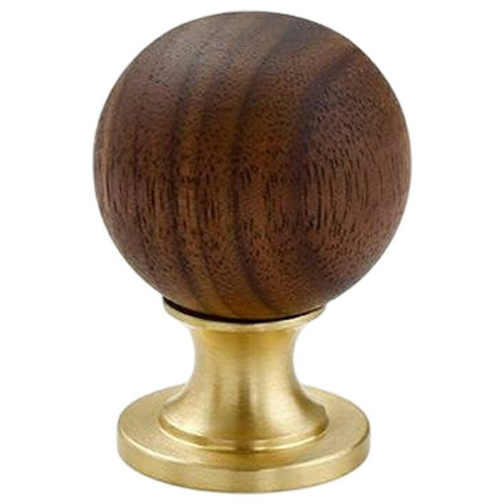 (Copper Color) 8187 30Mm Diameter Walnut Wood Brass Cabinet Door Handle Round Ball Drawer Wardrobe Pull Knob 6914279552983