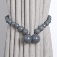 (Grey) Magnetic Curtain Tiebacks No Drill Decorative Wood Holdbacks Window Treatment Accessories