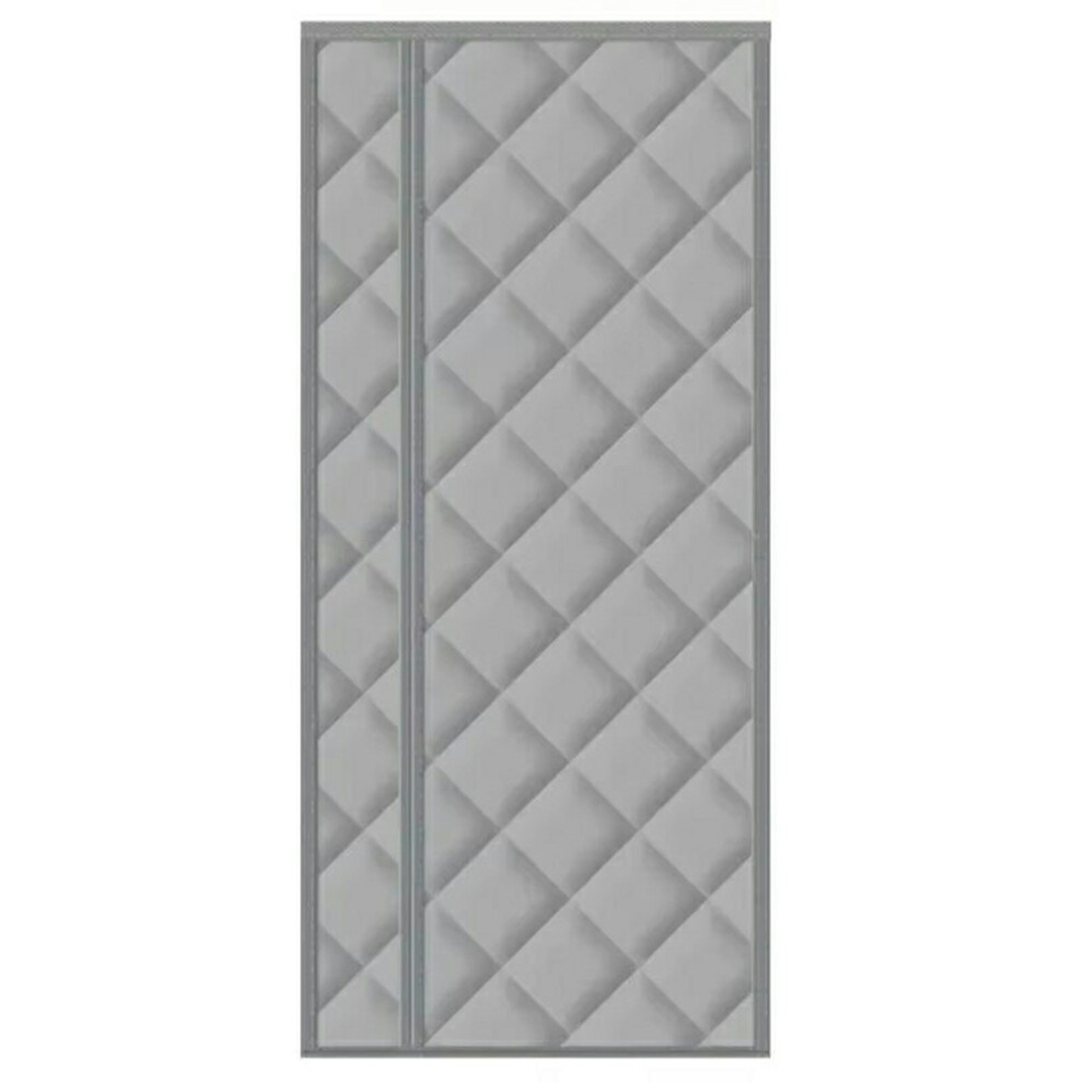 (Grey) 90 x 200cm Side Opening Magnetic Thermal Door Curtain Oxford Fabric Self Adhesive Windproof Doorway Screen
